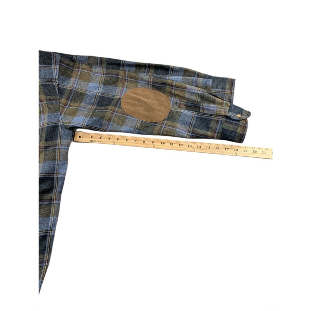 Pendleton Men's M 100% Virgin Wool Plaid Elbow Patch Trail Button Shirt EUC - Picture 10 of 11